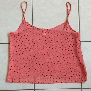 American Apparel Coral Pink Polka Dot Spaghetti Strap Cami